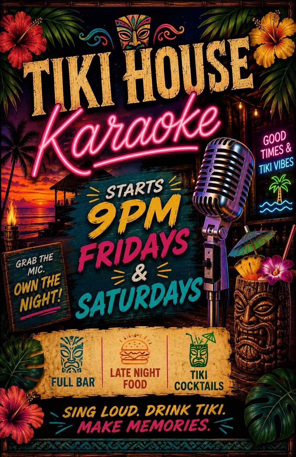 Tiki House Karaoke Flyer